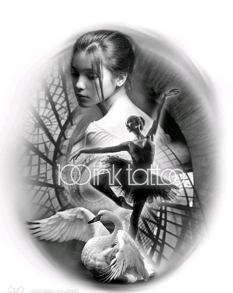 旋 • 梦纹身图片_手臂腿部欧美写实动物人物原创手稿纹身图案