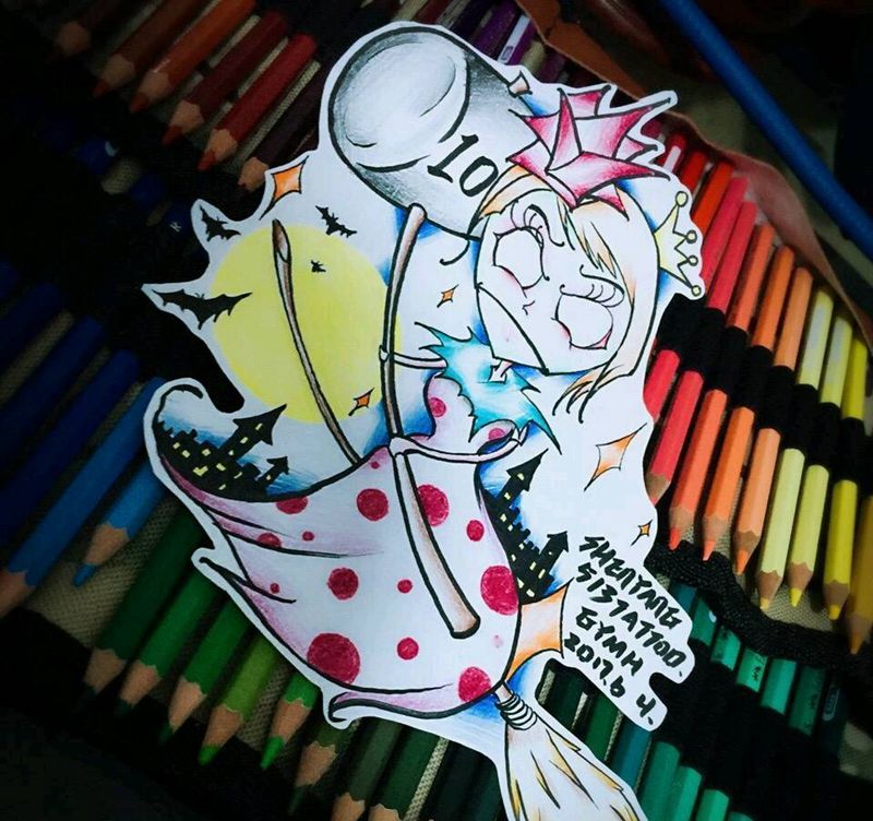 小污女纹身图片_欧美清新贴纸人物植物静物鬼神原创手稿插画纹身图案