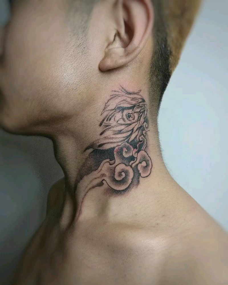 眼睛纹身图片_颈部新传统眼睛纹身图案