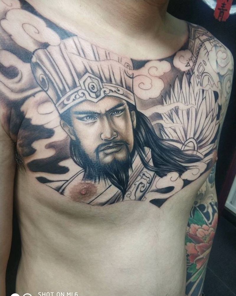 陆毅版诸葛孔明纹身图片_胸部新传统纹身图案