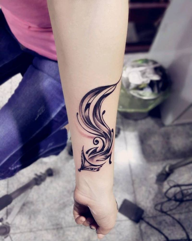 小狐狸纹身图片_肩部腰部背部腿部脚部传统清新动物静物成品纹身图案