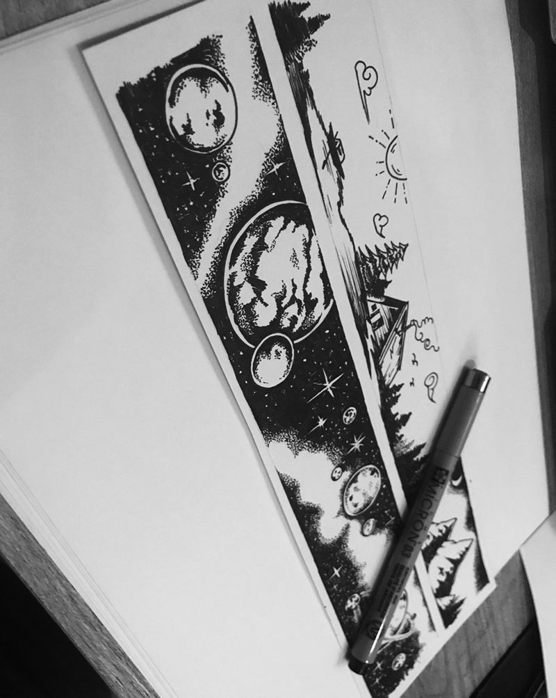 原创点刺手稿纹身图片