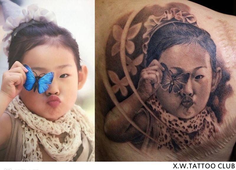 小情人儿纹身图片_小伟刺青人物写实纹身图案