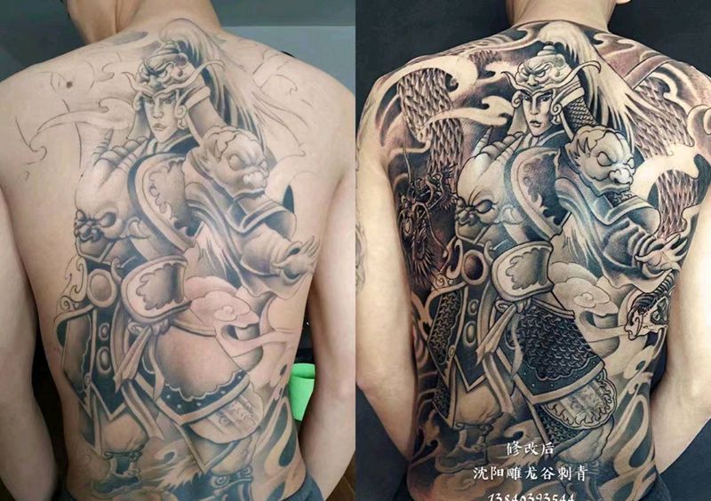 修改赵子龙纹身图片_背部新传统纹身图案