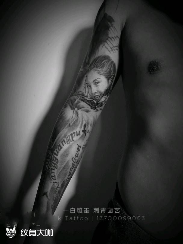 一生所爱（未完成）纹身图片_手臂欧美肖像人物原创成品纹身图案