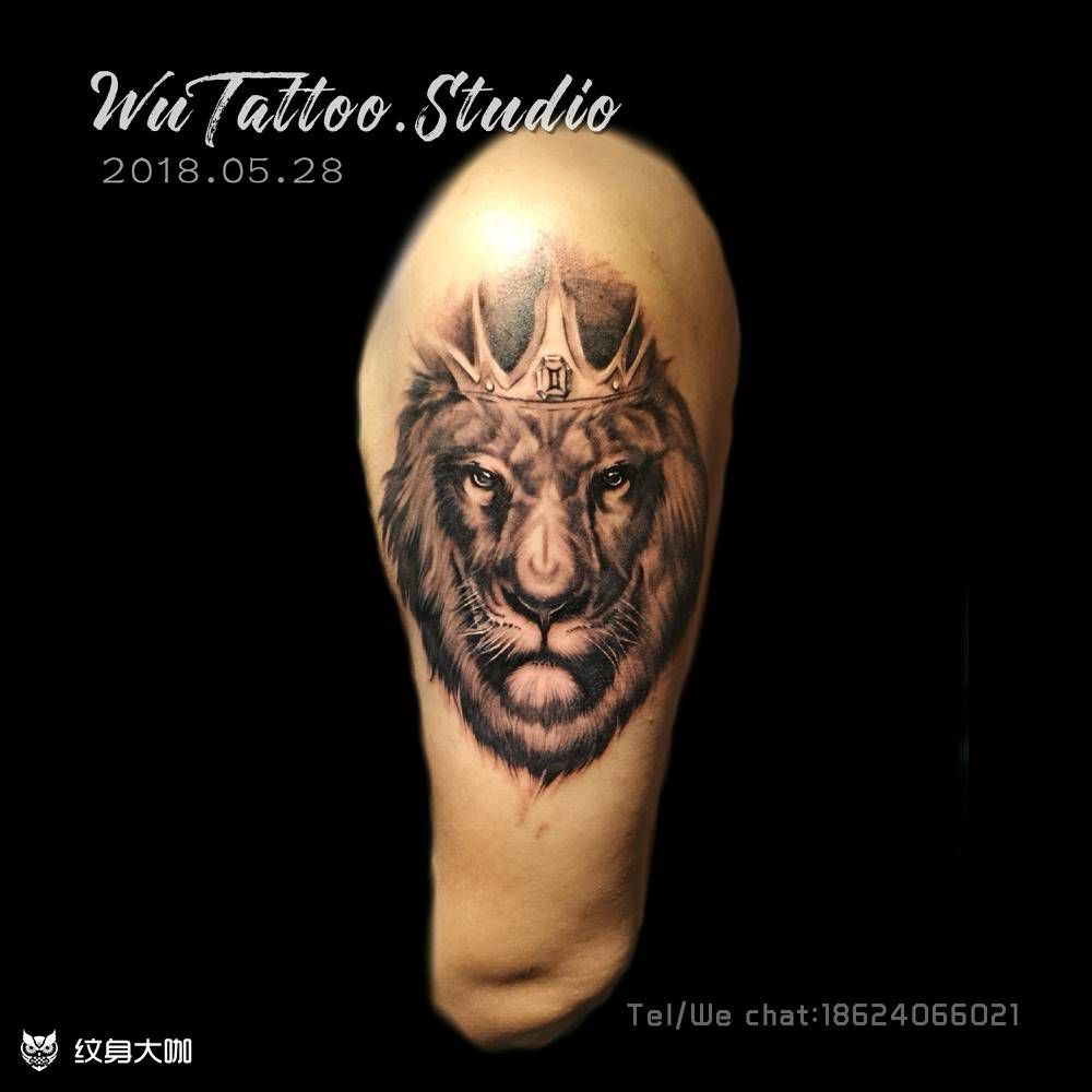 狮子头纹身图片_欧美成品纹身图案