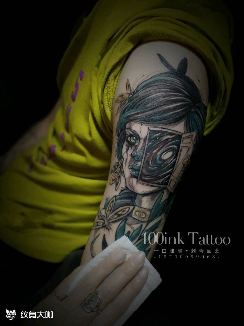 欧美大臂纹身图片_手臂欧美人物成品纹身图案