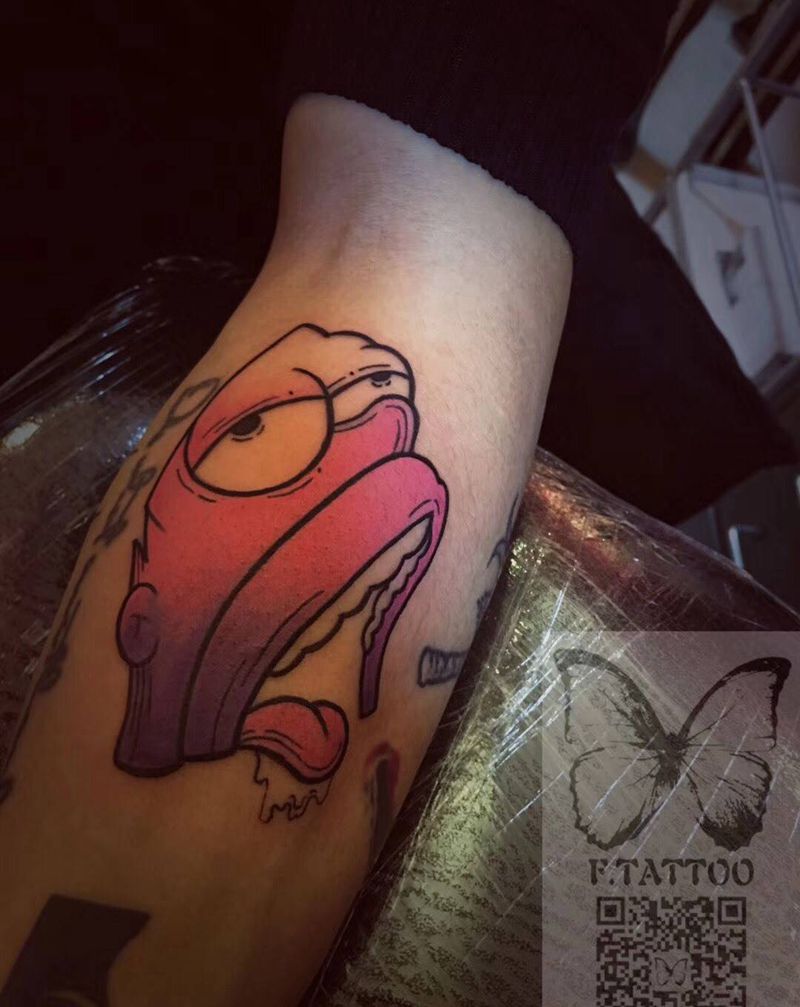 彩色school纹身图片_成品手臂欧美清新卡通彩色school纹身图案