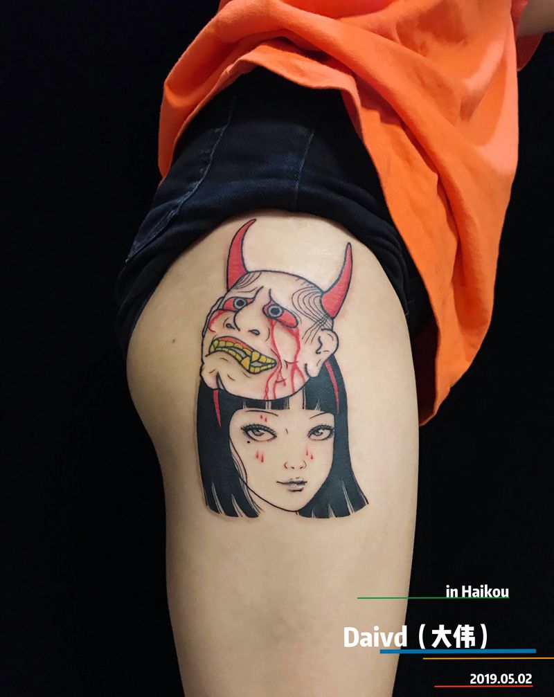 日式和风纹身图片_腿部臀部New SchoolOld School纹身图案