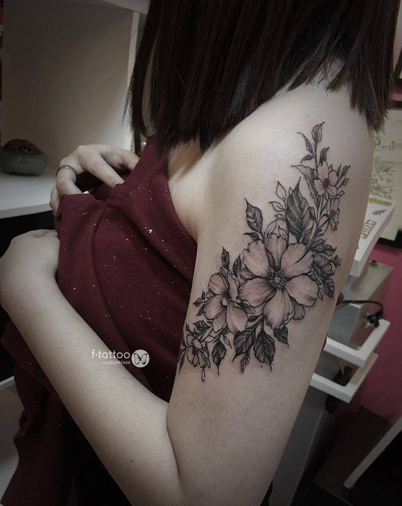 素花.纹身图片_手臂花素花小清新纹身图案