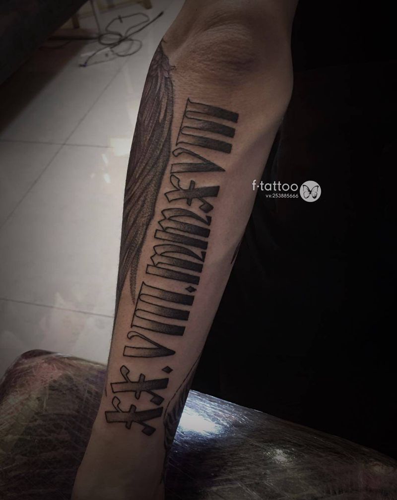 父爱.纹身图片_手臂花体字英文字母清新纹身图案