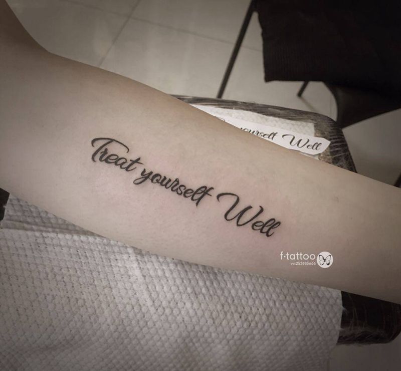 善待自己.纹身图片_手臂英文字母小清新纹身图案