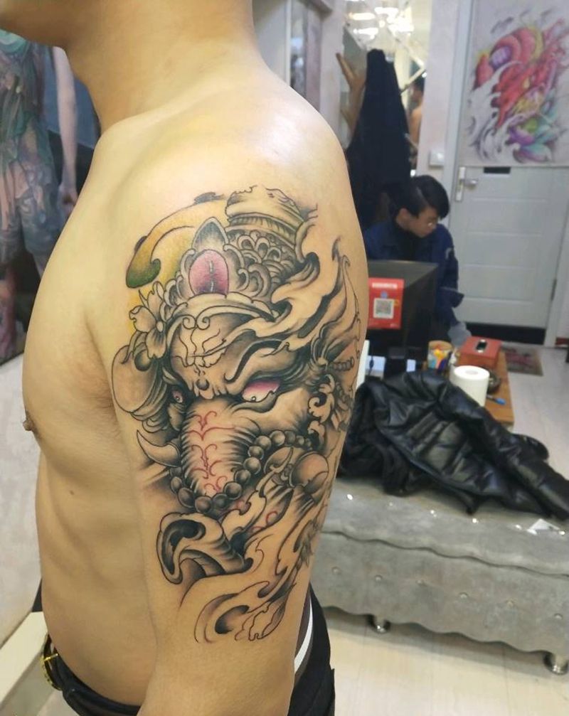 大臂 小臂。纹身图片_手臂传统动物成品纹身图案