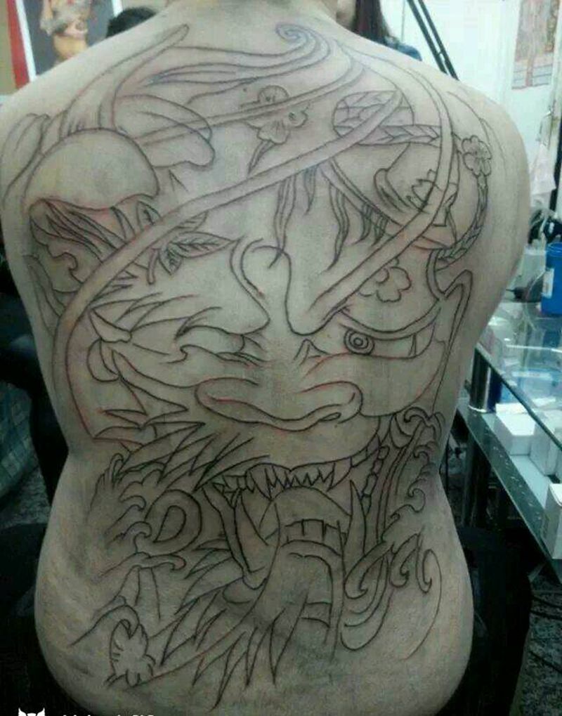 般若割线纹身图片