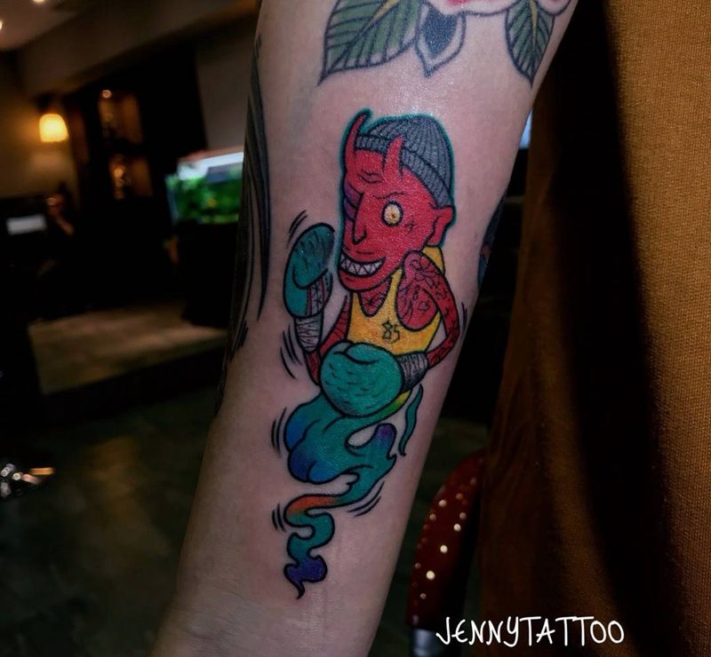 小恶魔纹身图片_成品手臂欧美人物纹身图案