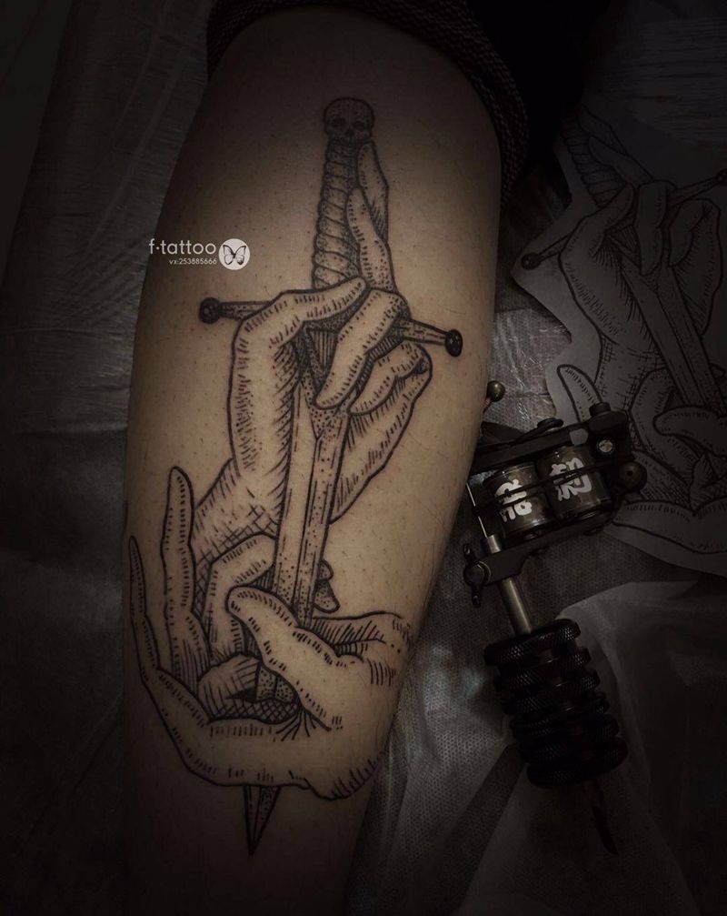 刺纹身图片_成品手臂欧美清新school点刺手纹身图案