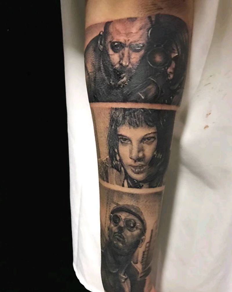 法国电影这个杀手不太冷肖像纹身图片_手臂欧美写实纹身图案