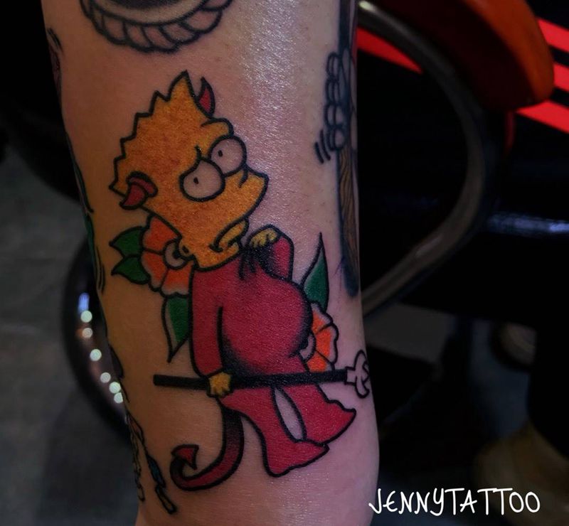 辛普森纹身图片_成品手臂欧美人物纹身图案