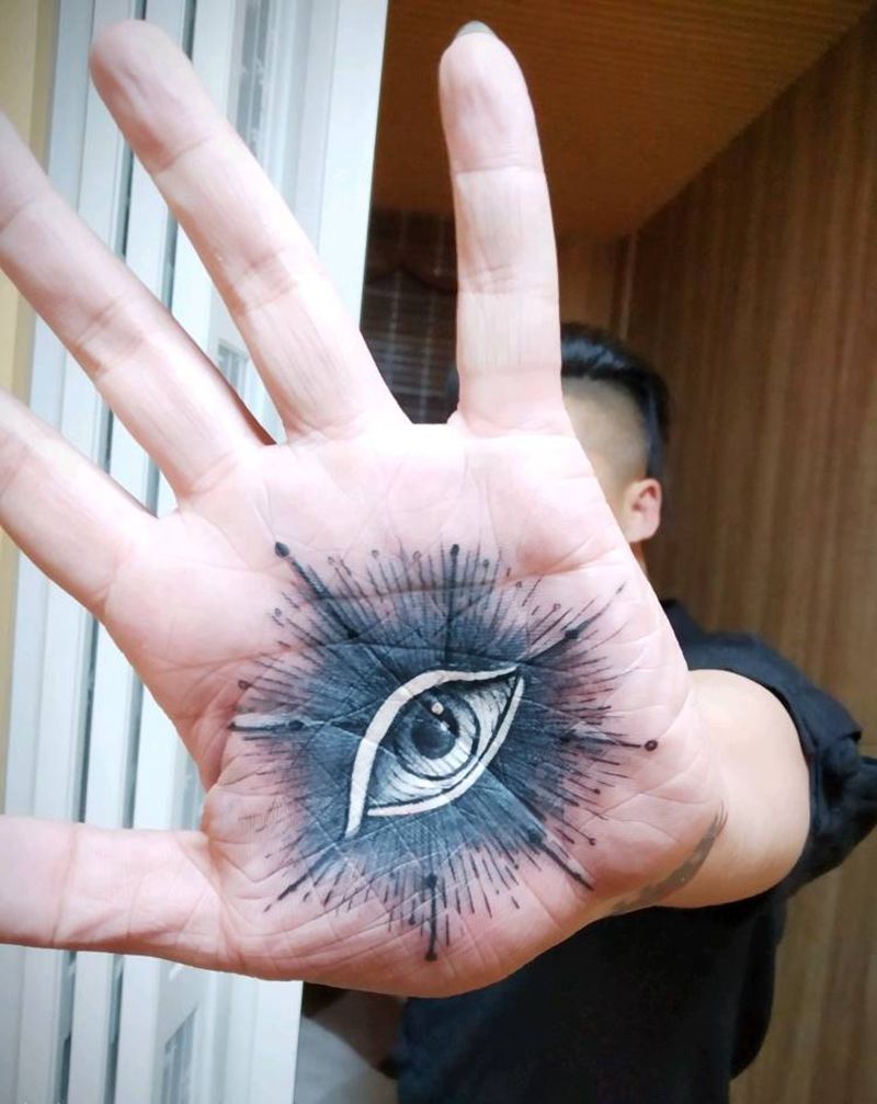 手眼通天纹身图片_手部几何New School纹身图案