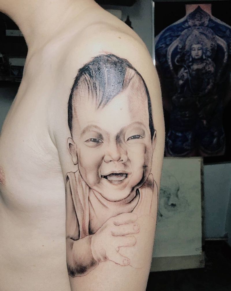 小宝宝没完成下次继续纹身图片_欧美写实纹身图案