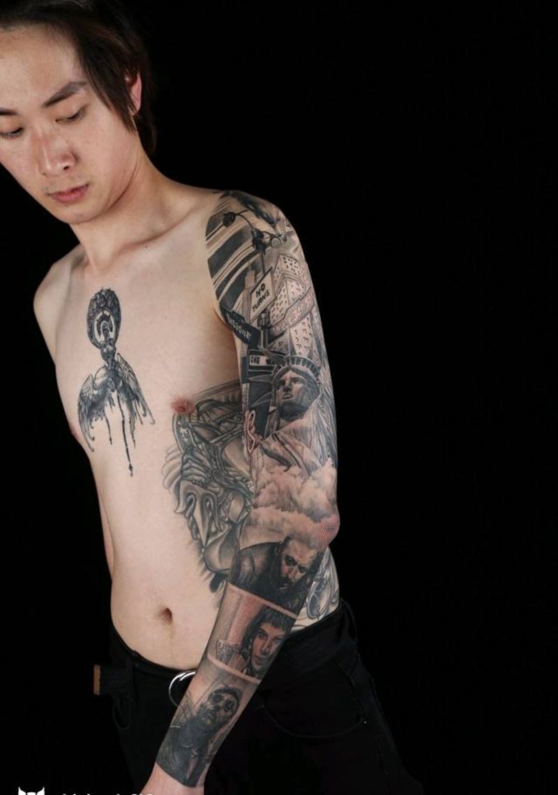 今日添加大臂内侧 还有一次完成纹身图片_手臂欧美写实纹身图案