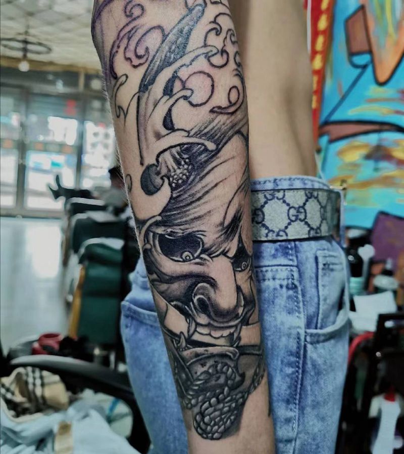 般若纹身图片_手臂新传统般若纹身图案