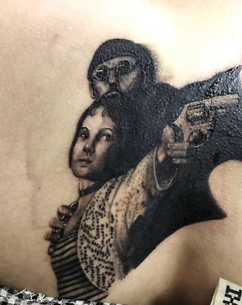 写实这个杀手不太冷纹身图片_胸部欧美写实纹身图案