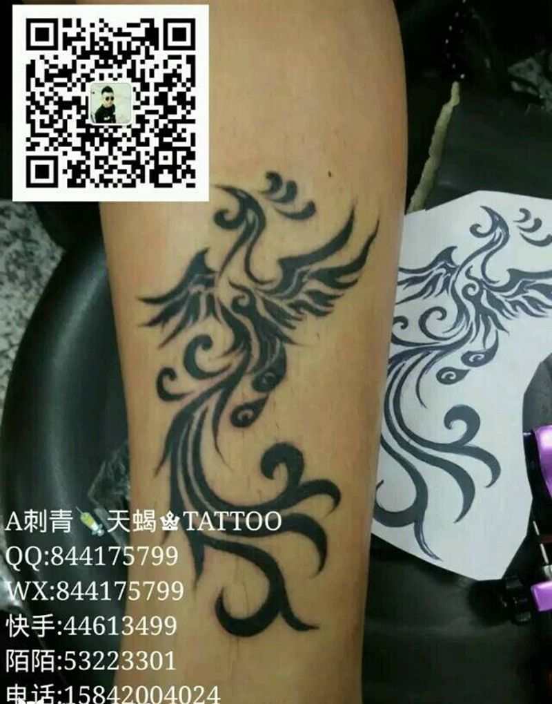 图腾凤凰纹身图片