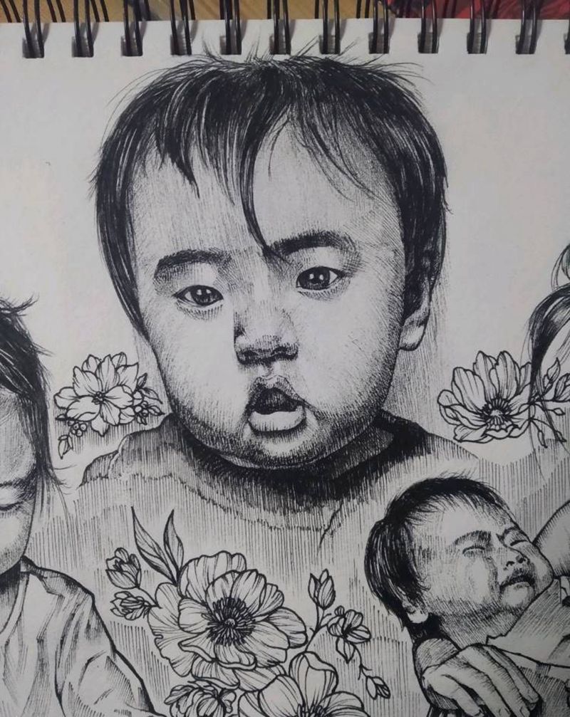 顾客私人订制手稿纹身图片_胸部欧美写实手稿纹身图案