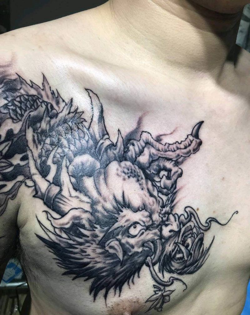 不动明王纹身图片_胸部手臂新传统纹身图案