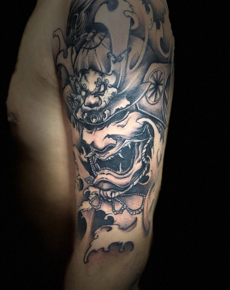 鬼武士纹身图片