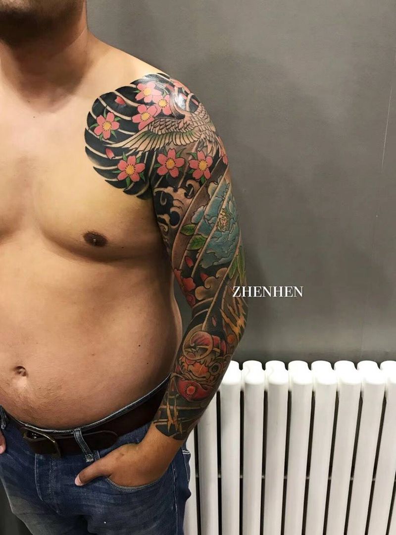 日式传统、花臂纹身图片_成品手臂传统原创纹身图案