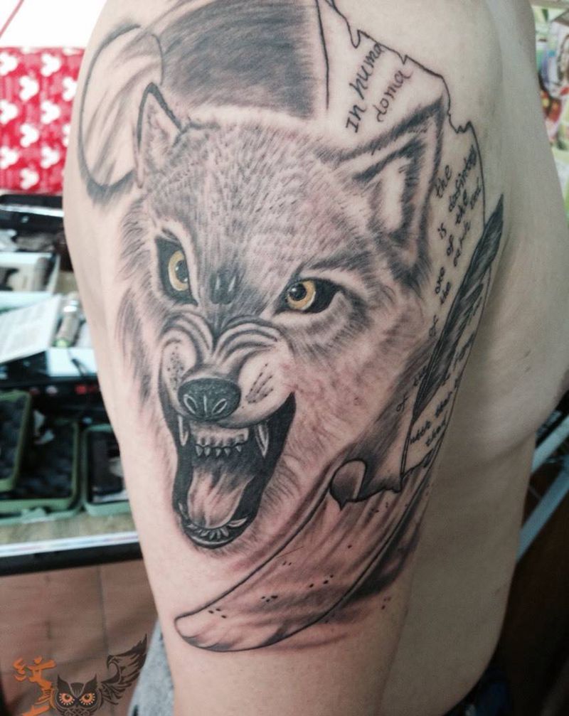 狼头纹身图片