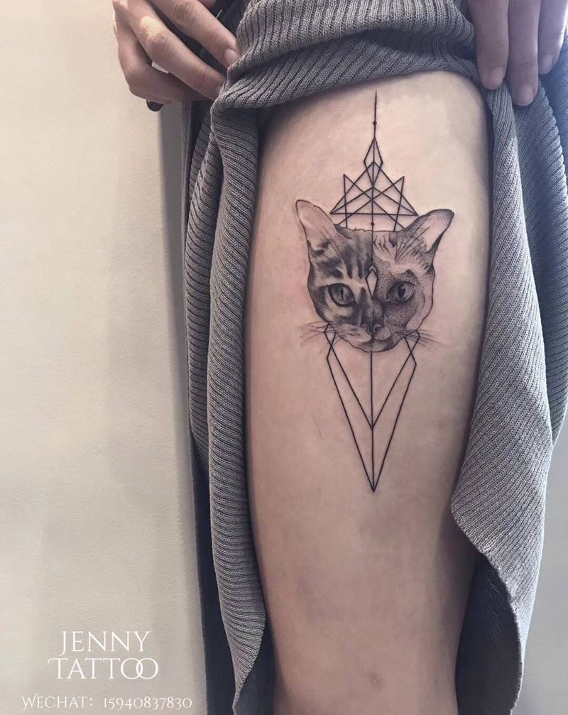 原创设计猫纹身图片