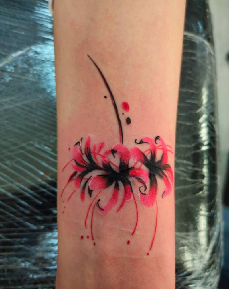 伤疤遮盖纹身图片_手臂水彩纹身图案