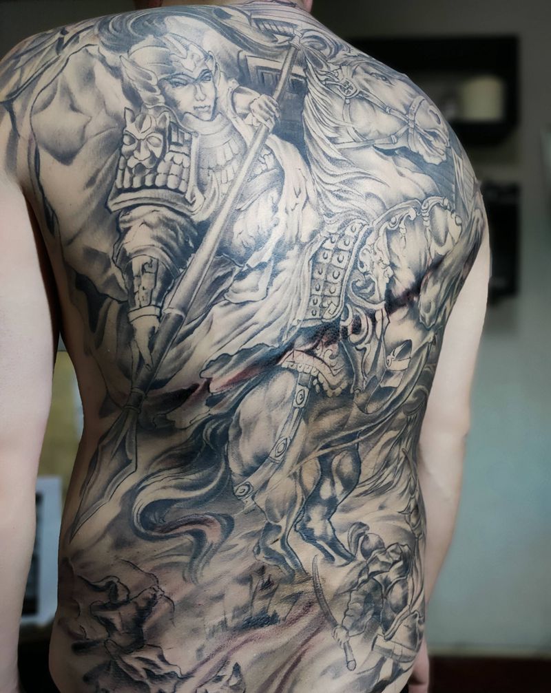 赵云纹身图片_新传统纹身图案