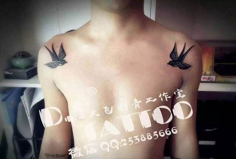 燕纹身图片_清新动物燕子纹身图案