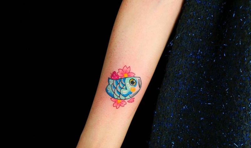 鲤鱼旗纹身图片_手臂New School纹身图案