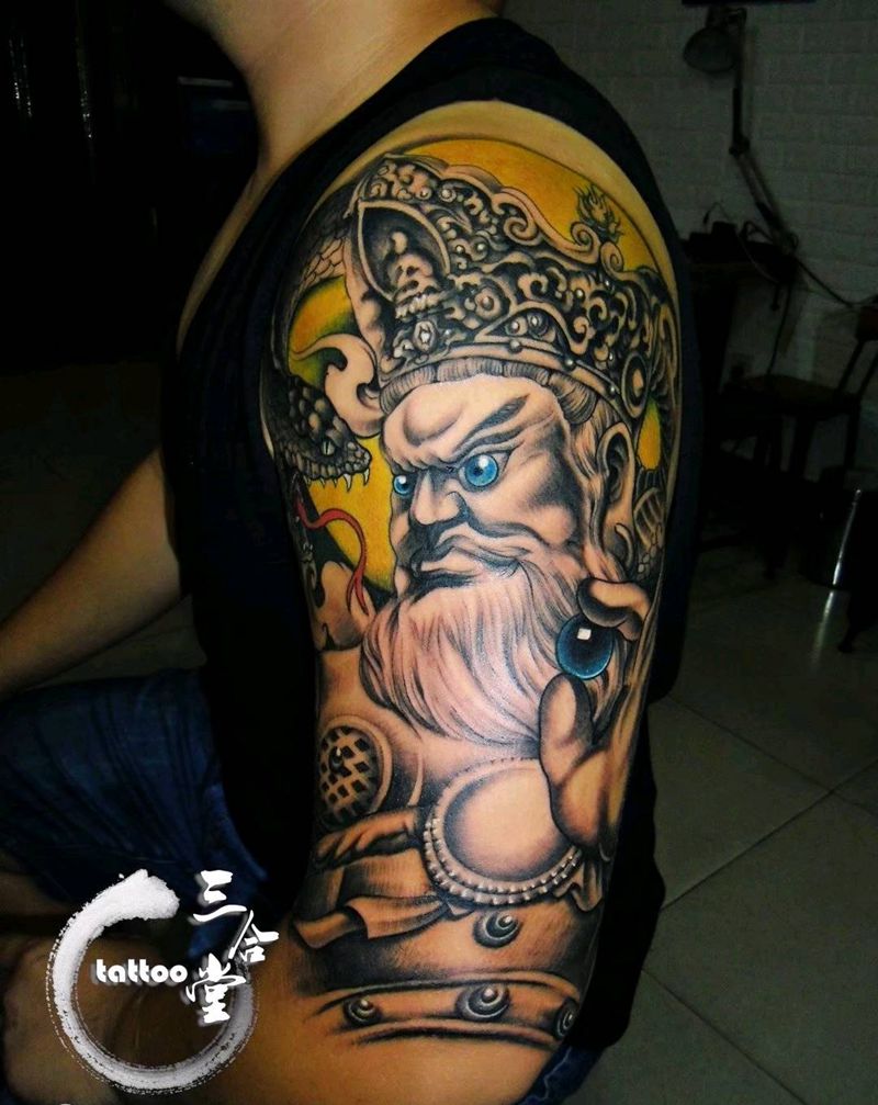 天王纹身图片_手臂新传统纹身图案