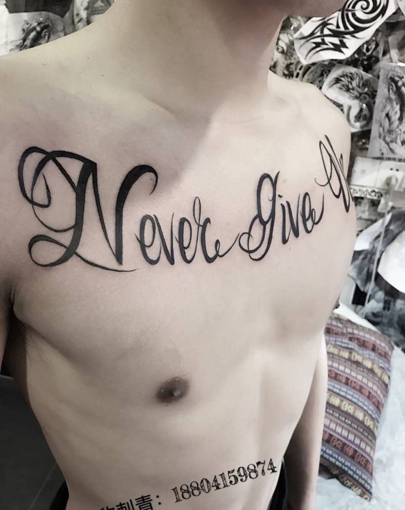 韩范儿字母纹身图片_胸部纹身图案