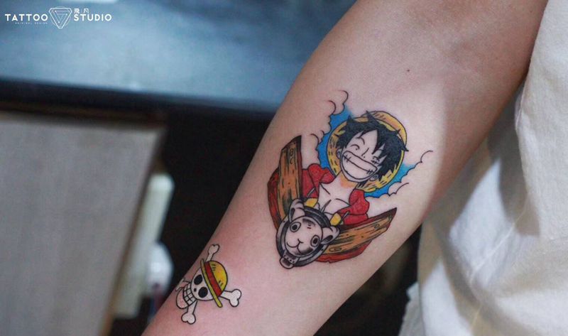 海贼纹身图片_手臂动漫纹身图案