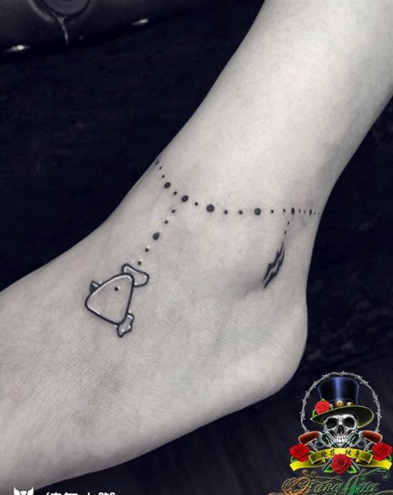 脚链纹身图片_脚部图腾纹身图案