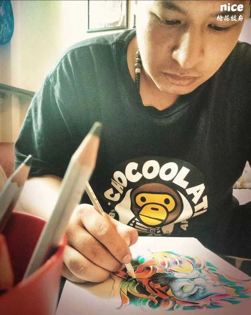 达摩不倒翁纹身图片_成品手稿手臂腿部肖像传统鬼神宗教人物纹身图案