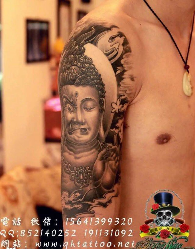 佛纹身图片_成品手臂传统人物鬼神宗教纹身图案