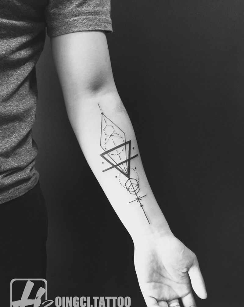 小臂几何纹身图片