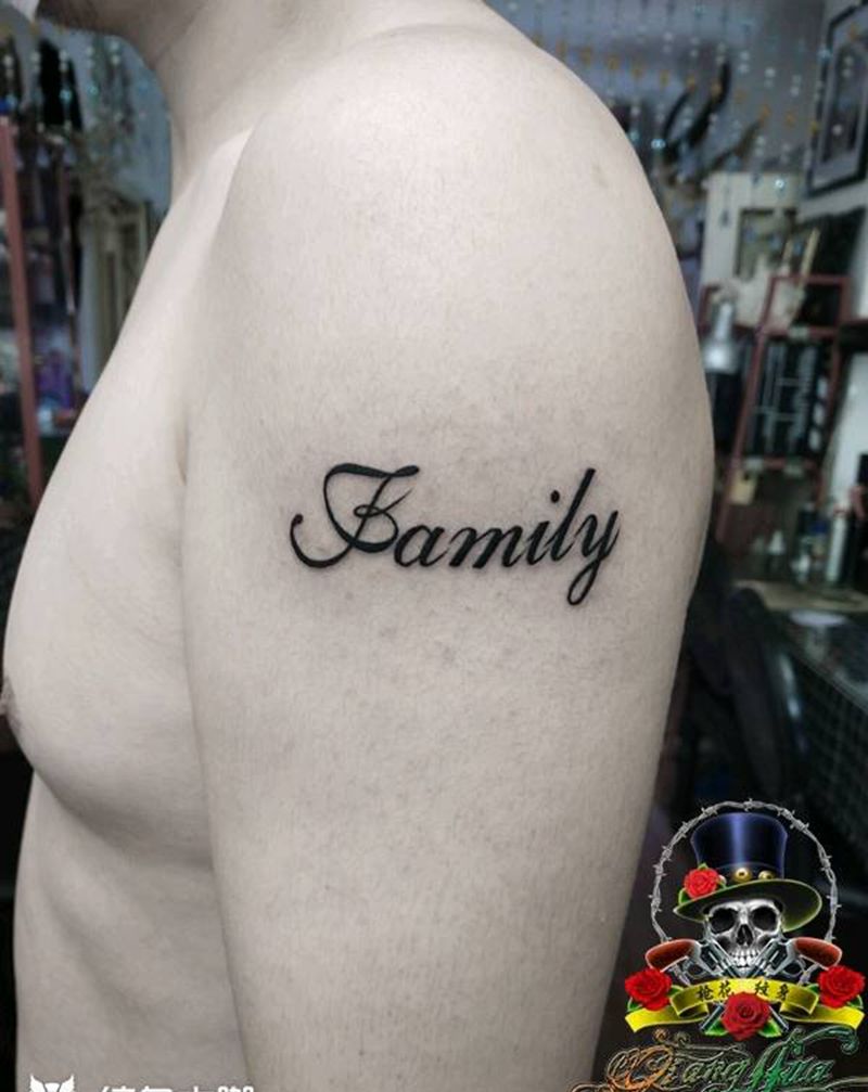 字母纹身图片_手臂花体字图腾纹身图案