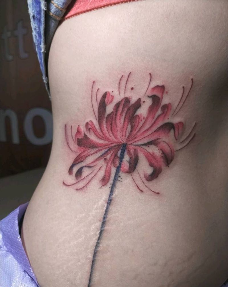 彼岸花纹身图片_腰部纹身图案