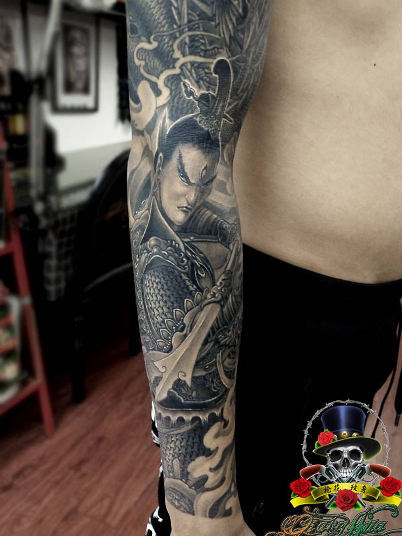 二郎神纹身图片_手臂新传统纹身图案
