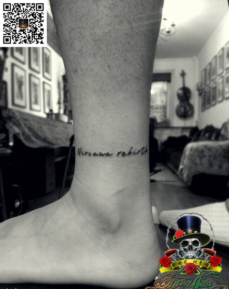 字纹身图片_腿部清新字符图腾情侣原创成品纹身图案