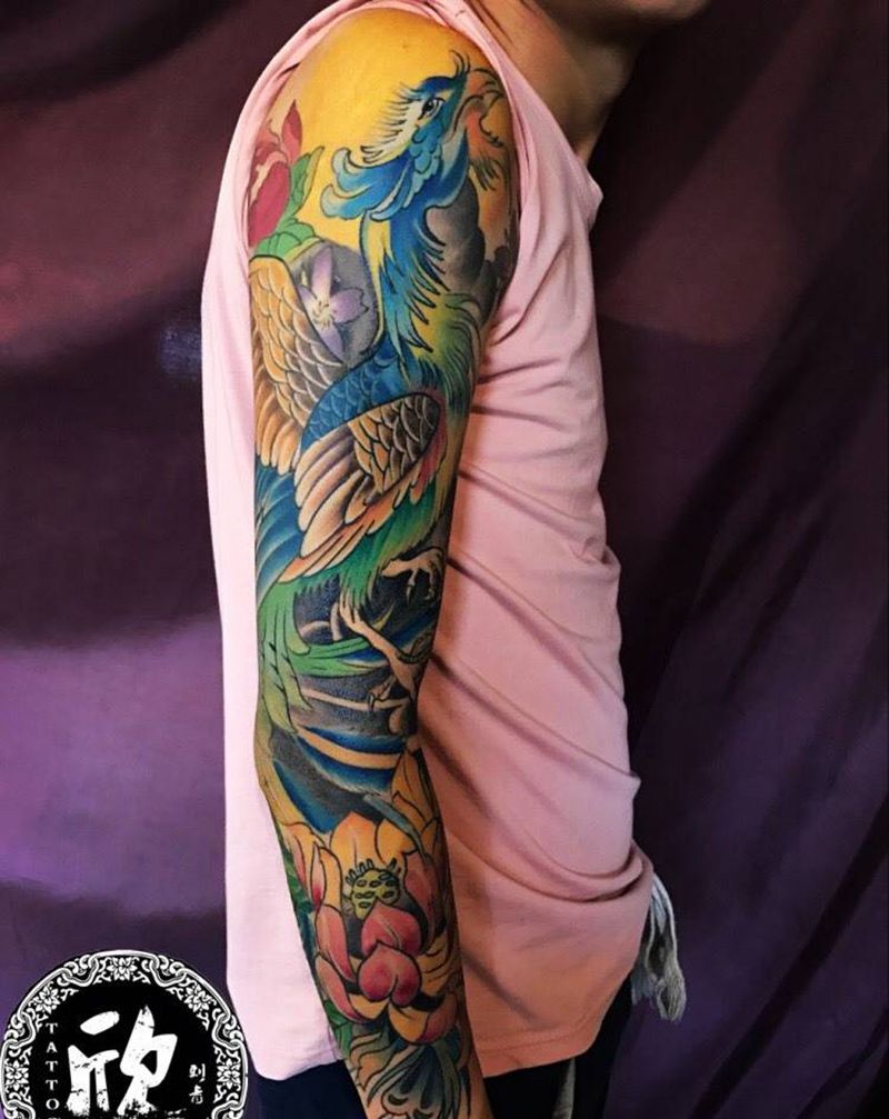 花臂凤凰纹身图片